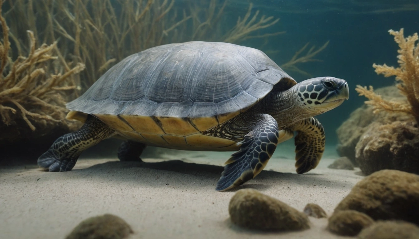 Tortuga en su hábitat natural, en una zona húmeda, donde también habitan cocodrilos americanos