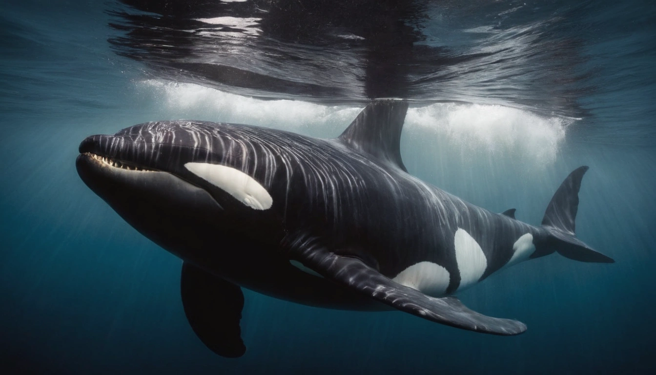 Temible orca en su hábitat natural posible predador del atún rojo Temible orca en su hábitat natural posible predador del atún rojo