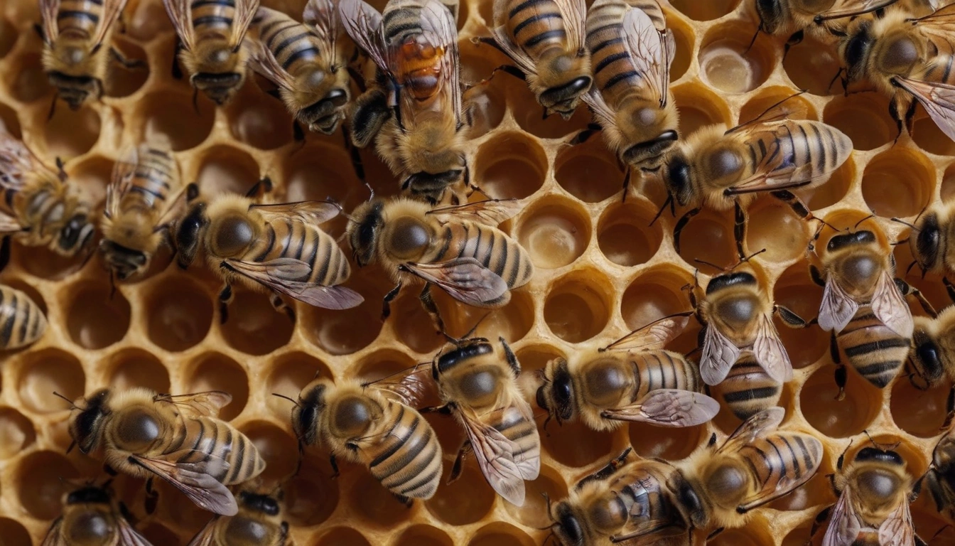 Abejas en su panal una rica fuente de proteínas para los osos negros durante la primavera