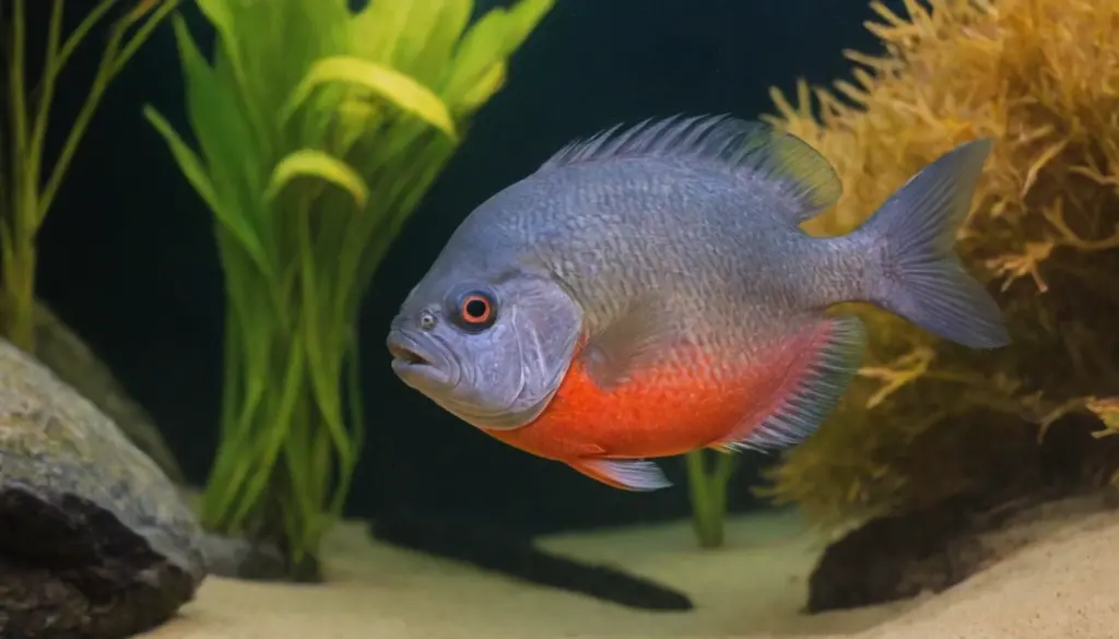 Calma en el agua Piraña nadando serenamente en su hábitat natural Calma en el agua Piraña nadando serenamente en su hábitat natural