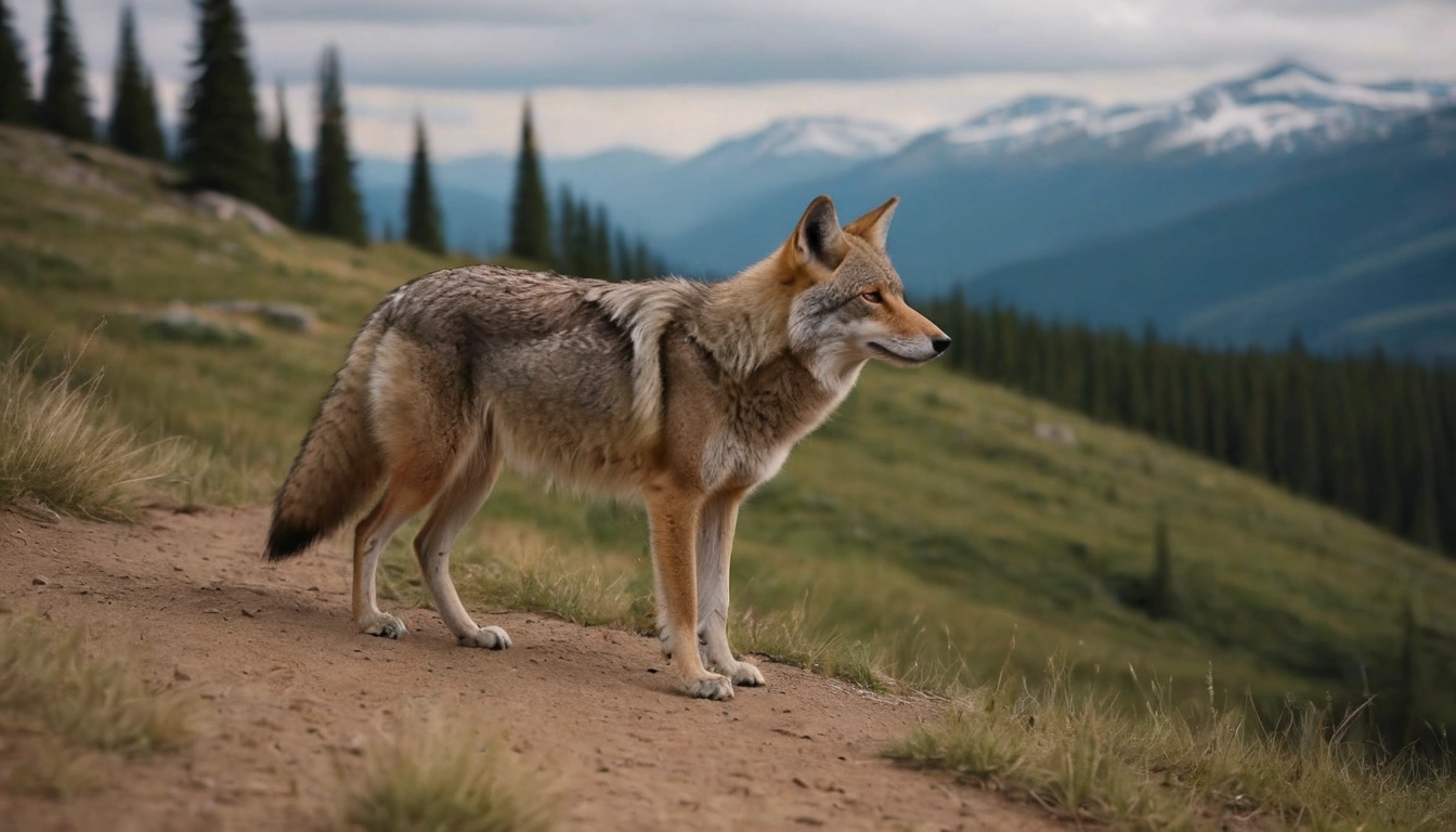 Coyote cazando ciervos jóvenes, utilizando su velocidad y trabajo en equipo para capturar presas Coyote cazando ciervos jóvenes, utilizando su velocidad y trabajo en equipo para capturar presas.