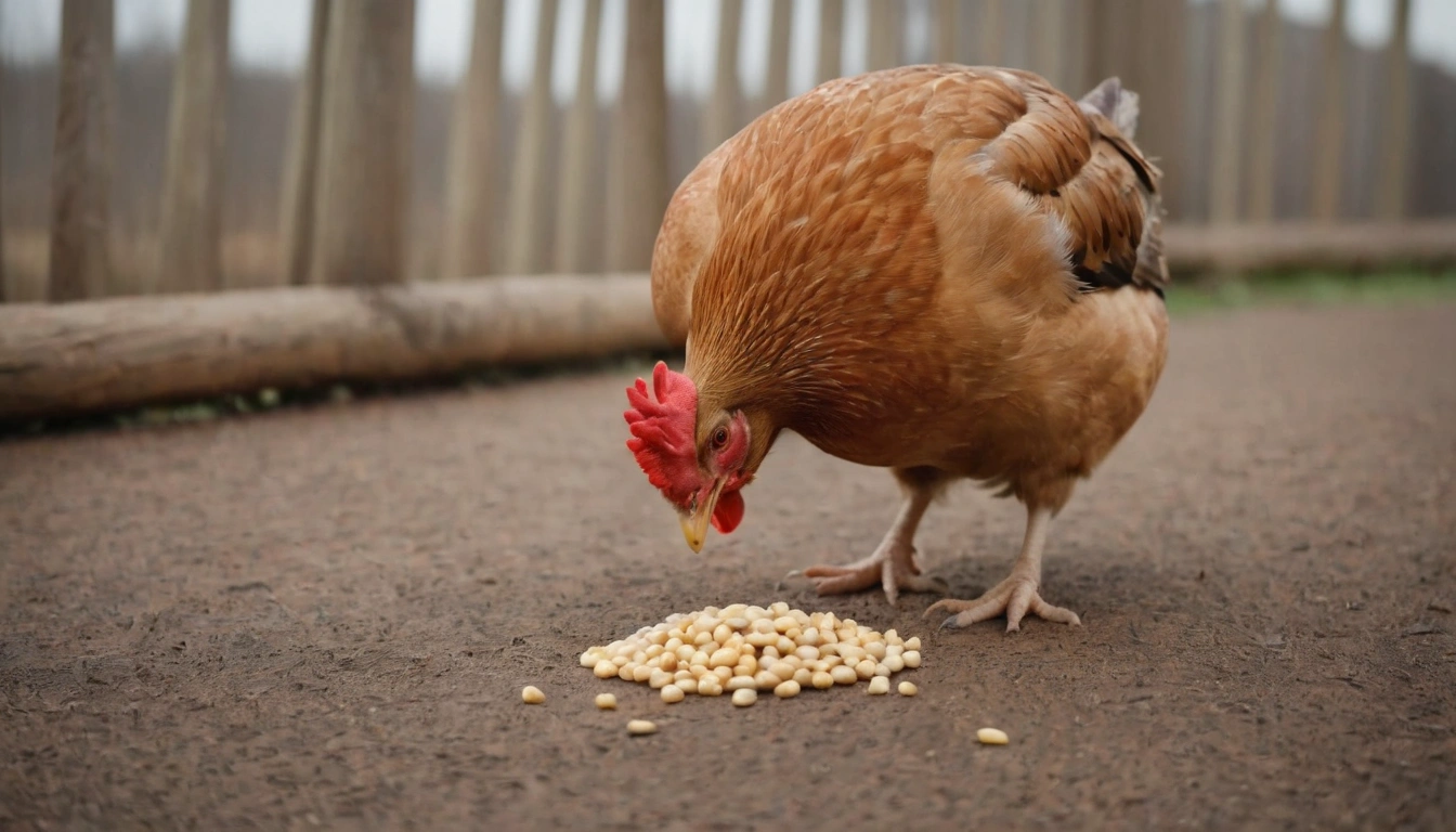 Gallina silvestre alimentándose de semillas de soya Gallina silvestre alimentándose de semillas de soya