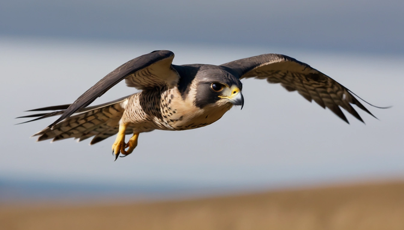 Halcón peregrino en vuelo uno de los principales predadores de las cacatúas Halcón peregrino en vuelo uno de los principales predadores de las cacatúas