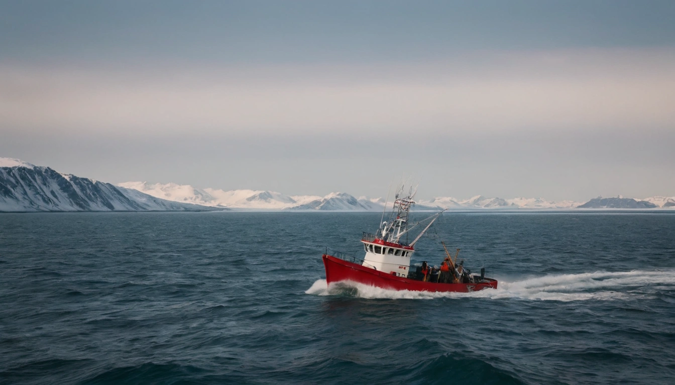 Humanos pescadores en su bote en el Ártico una de las principales amenazas para los osos polares