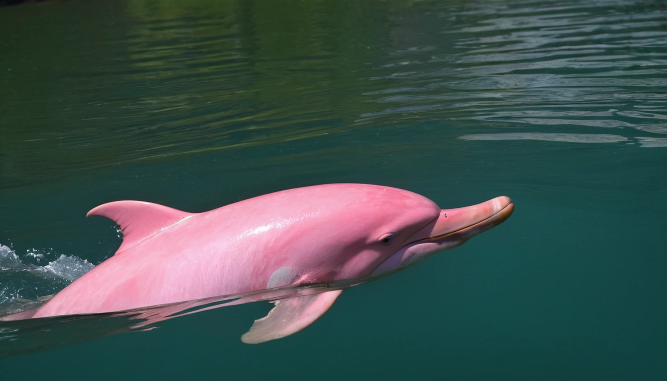 Imagen de un delfín rosa del río Amazonas un posible depredador del pez piraña Imagen de un delfín rosa del río Amazonas un posible depredador del pez piraña