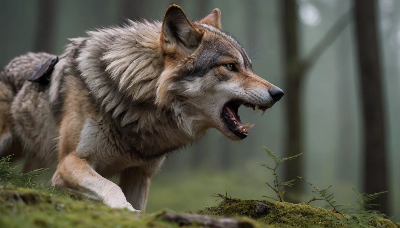 Lobo atacando su presa incluyendo posibles osos pardos jóvenes y enfermos Lobo atacando su presa incluyendo posibles osos pardos jóvenes y enfermos