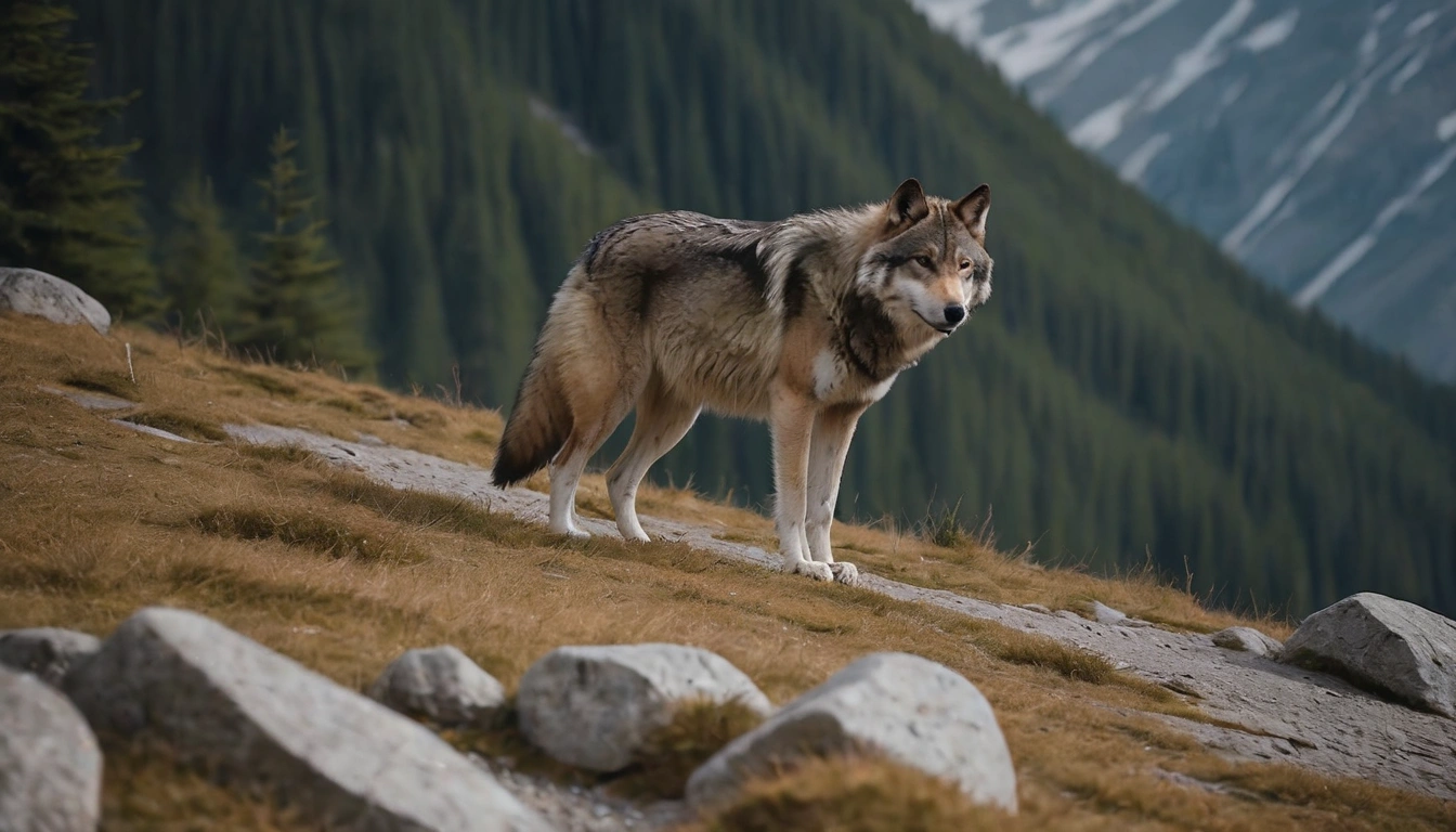 Lobos, depredadores eficientes que forman manadas para cazar ciervos Lobos, depredadores eficientes que forman manadas para cazar ciervos.