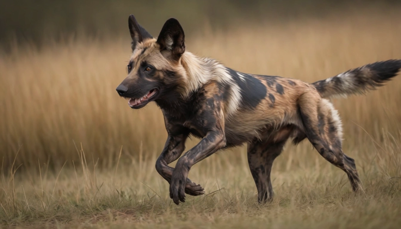 Observa al perro salvaje en su hábitat natural donde aprovecha la oportunidad para cazar ovejas más pequeñas Observa al perro salvaje en su hábitat natural donde aprovecha la oportunidad para cazar ovejas más pequeñas