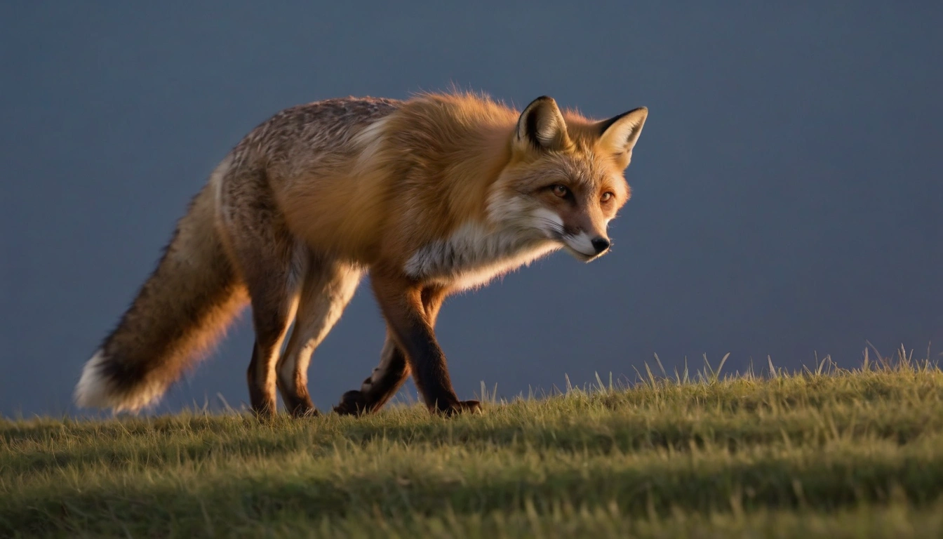 Observa al zorro en su entorno natural donde puede ser una amenaza para las ovejas Observa al zorro en su entorno natural donde puede ser una amenaza para las ovejas