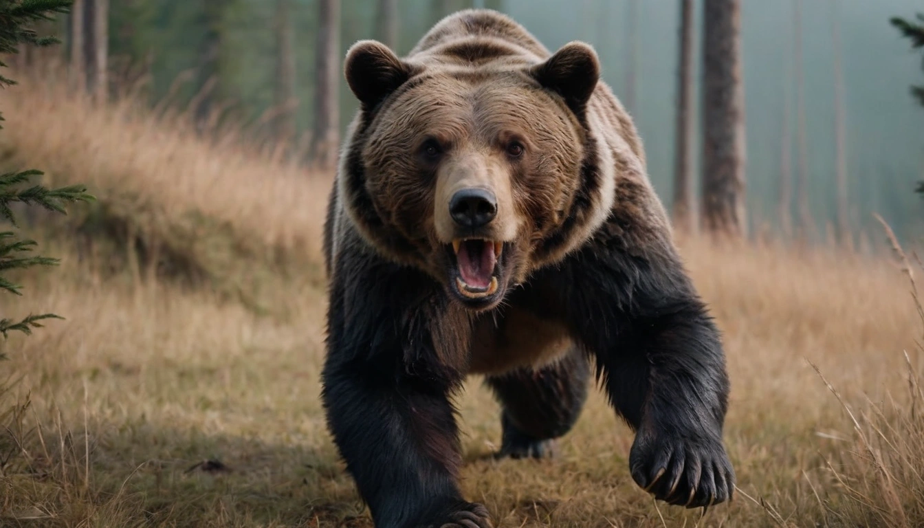 Oso adulto agresivo posible amenaza para los osos negros debido a conflictos por comida o territorio