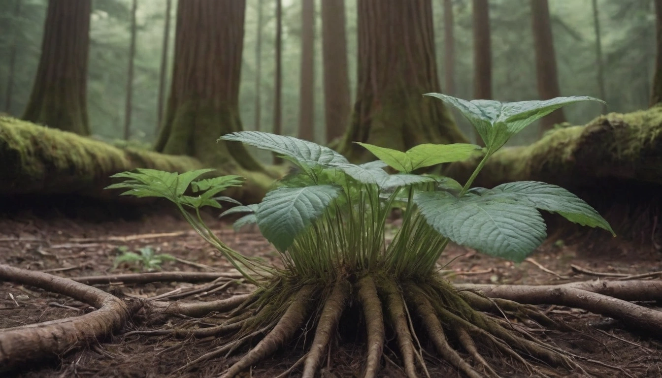 Plantas con raíces en una zona boscosa una importante fuente de alimento para el oso negro en primavera