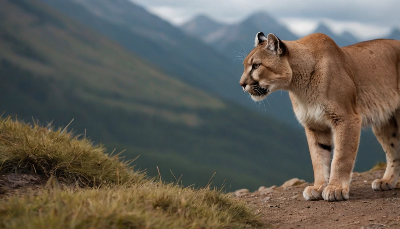 Puma cazando en solitario, utilizando su agilidad y fuerza para emboscar ciervos Puma cazando en solitario, utilizando su agilidad y fuerza para emboscar ciervos.