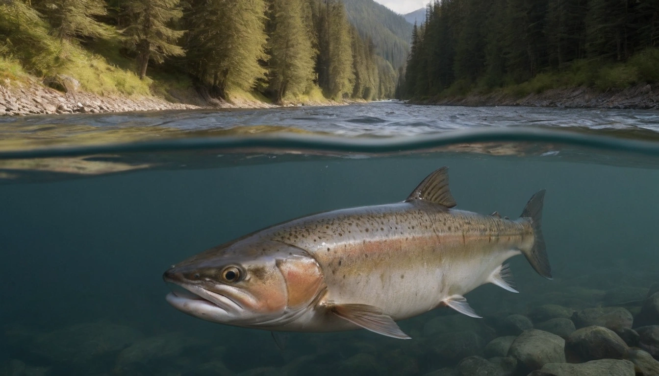 Salmón en época de desove alimento principal para los osos Grizzly Salmón en época de desove alimento principal para los osos Grizzly