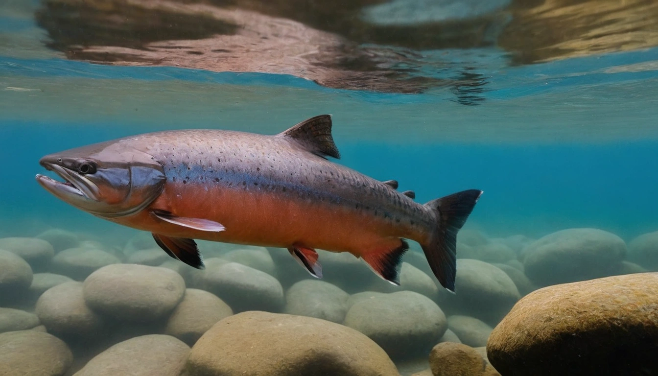 Salmón nadando río arriba una fuente crucial de grasas para el oso pardo Salmón nadando río arriba una fuente crucial de grasas para el oso pardo