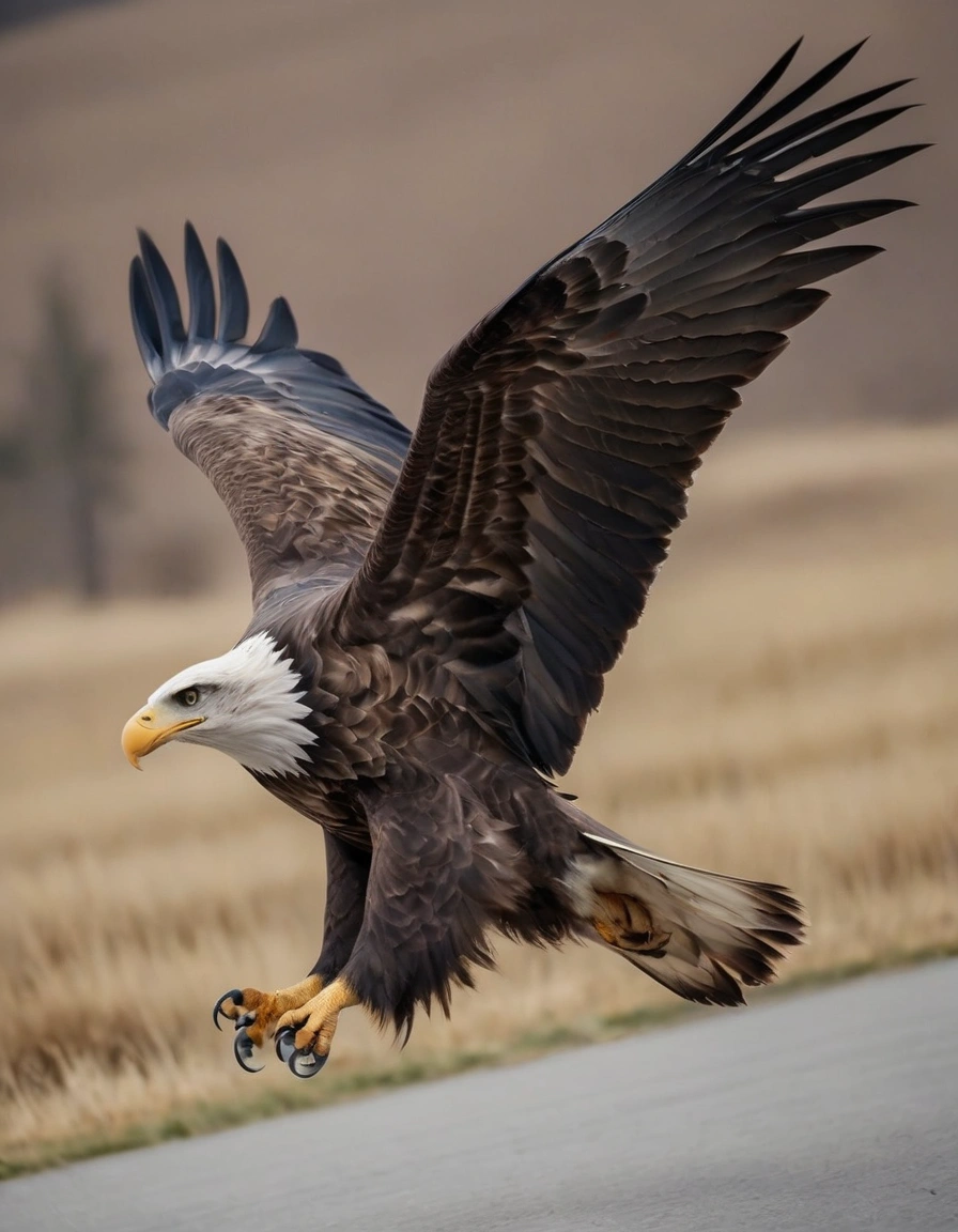 Un águila majestuosa alzándose en vuelo en su hábitat natural.