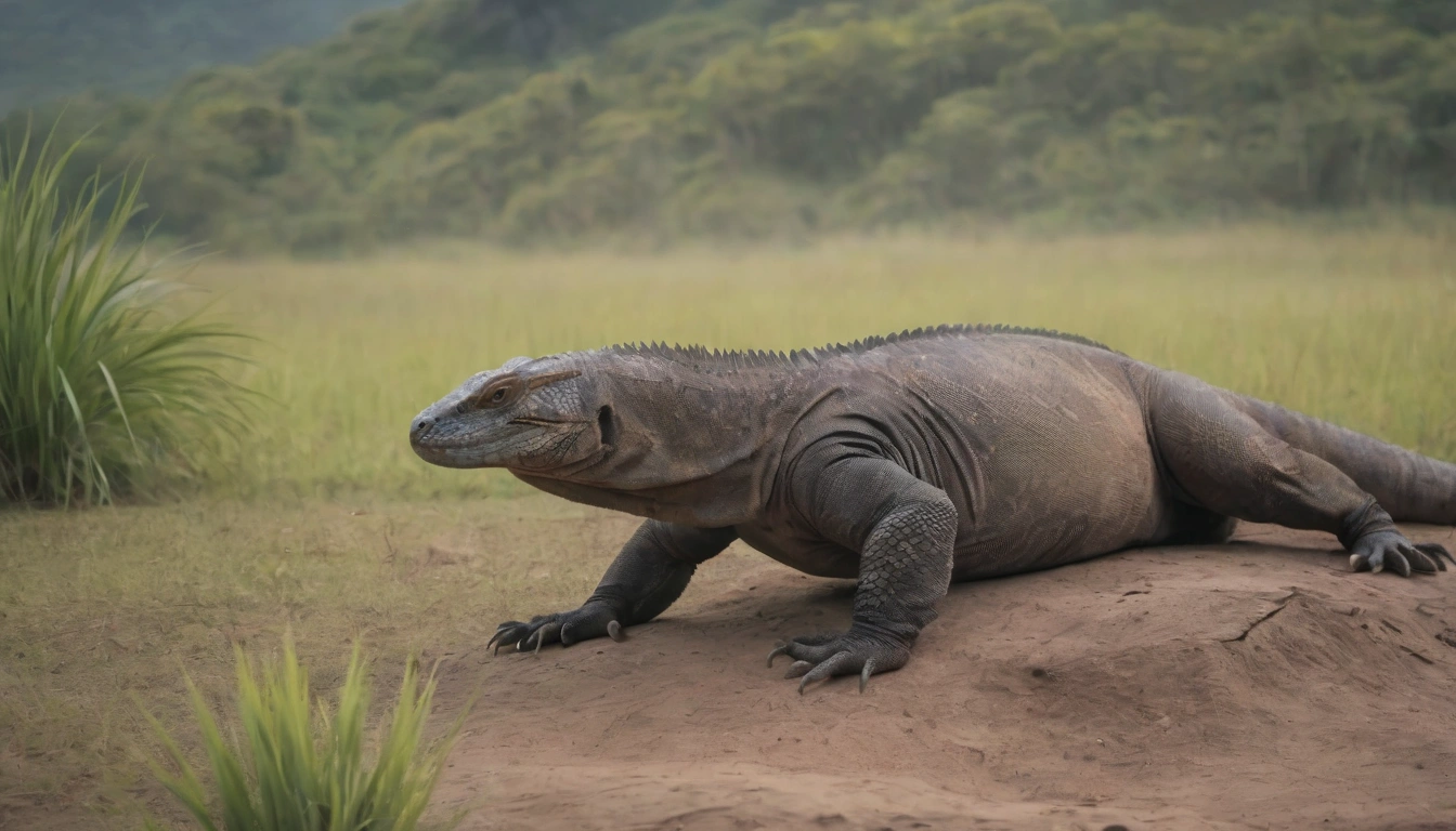 Un dragón de Komodo posible depredador de otros de su especie especialmente los jóvenes Un dragón de Komodo posible depredador de otros de su especie especialmente los jóvenes