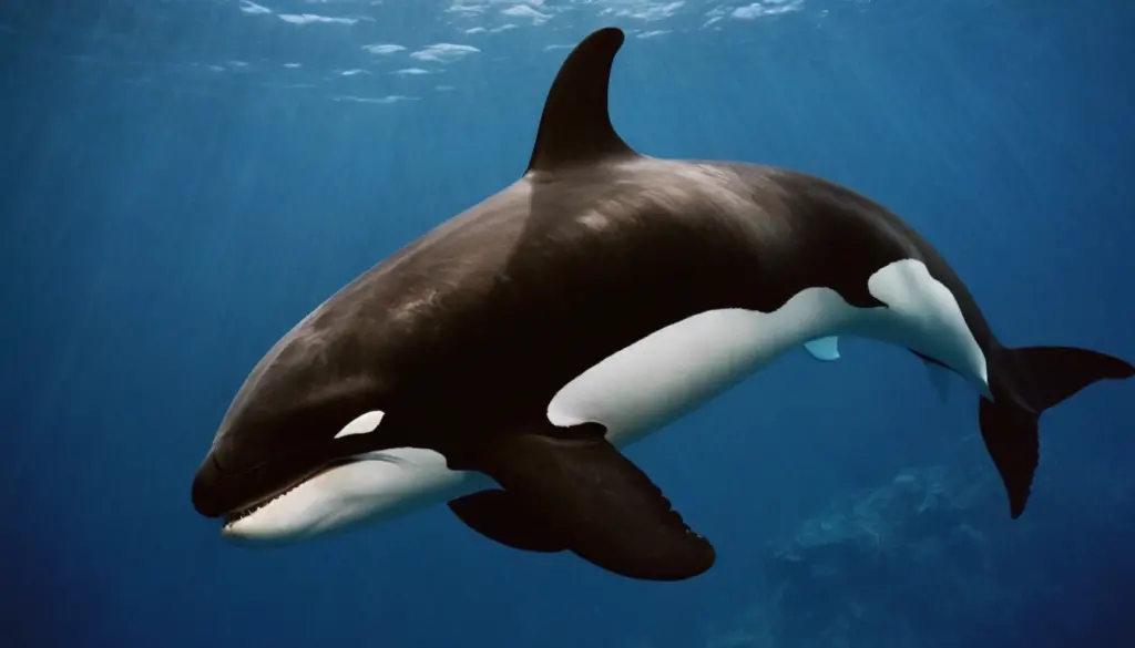 Una orca, mamífero marino carnívoro, en su hábitat natural Una orca, mamífero marino carnívoro, en su hábitat natural.
