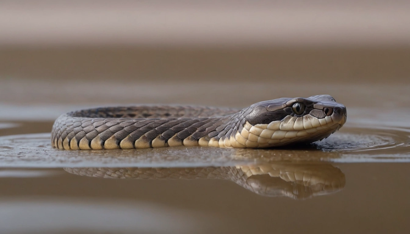 Una serpiente moviéndose por el lodo una presa ocasional para el temible dragón de Komodo Una serpiente moviéndose por el lodo una presa ocasional para el temible dragón de Komodo