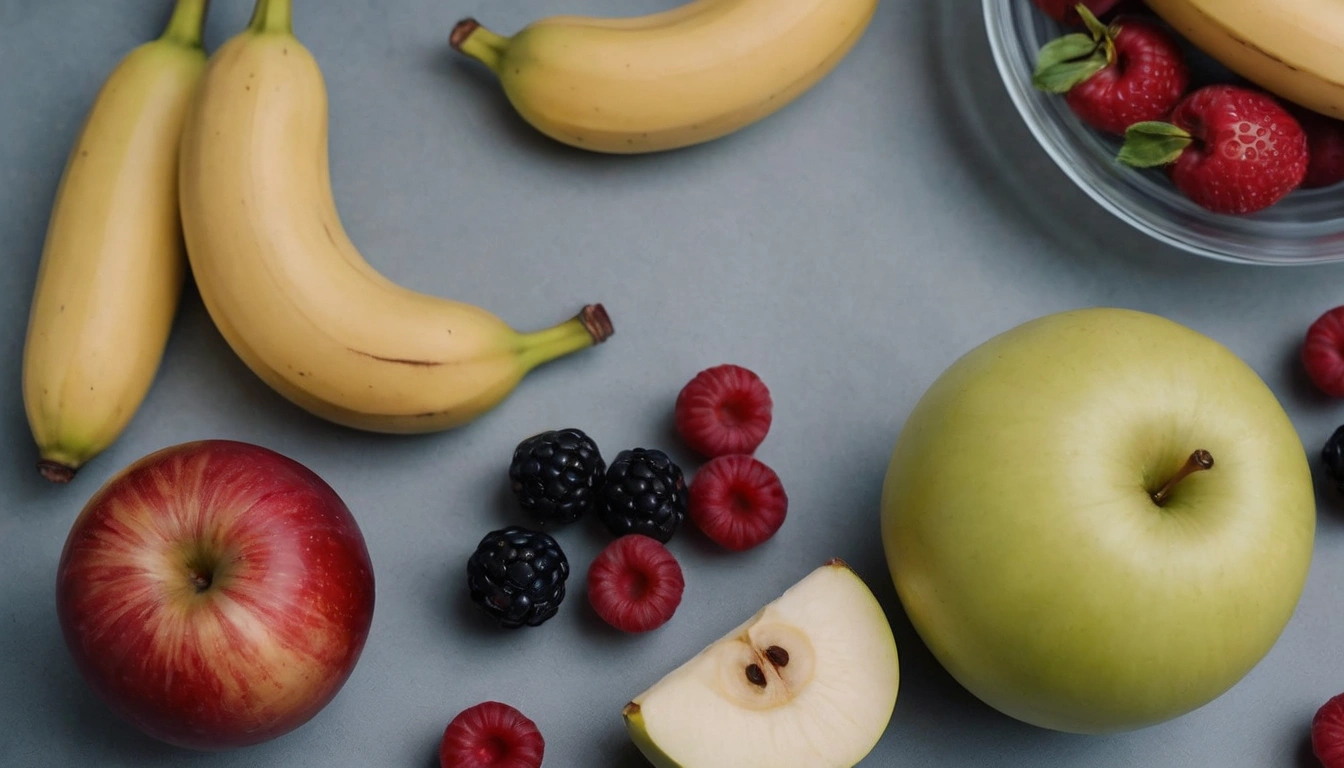 Variedad de frutas en la mesa una opción en la dieta de las ratas Variedad de frutas en la mesa una opción en la dieta de las ratas