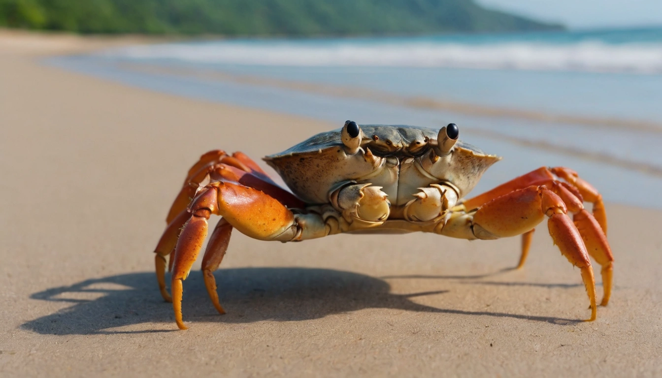 Cangrejo en la playa, una amenaza potencial para los huevos de tortugas marinas Cangrejo en la playa, una amenaza potencial para los huevos de tortugas marinas.