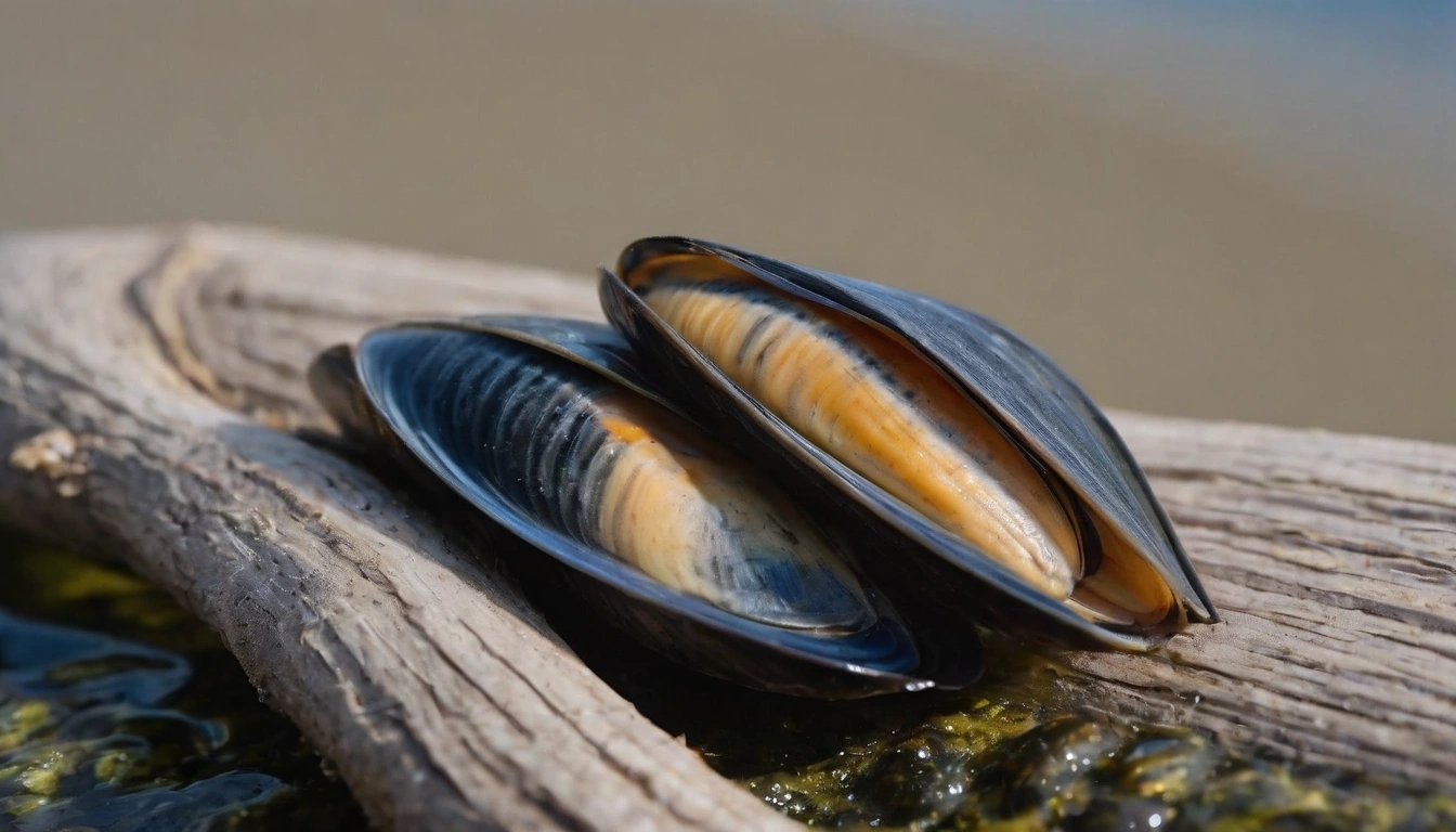 Mejillones cerca de la costa, una importante fuente de alimento para las morsas Mejillones cerca de la costa, una importante fuente de alimento para las morsas.