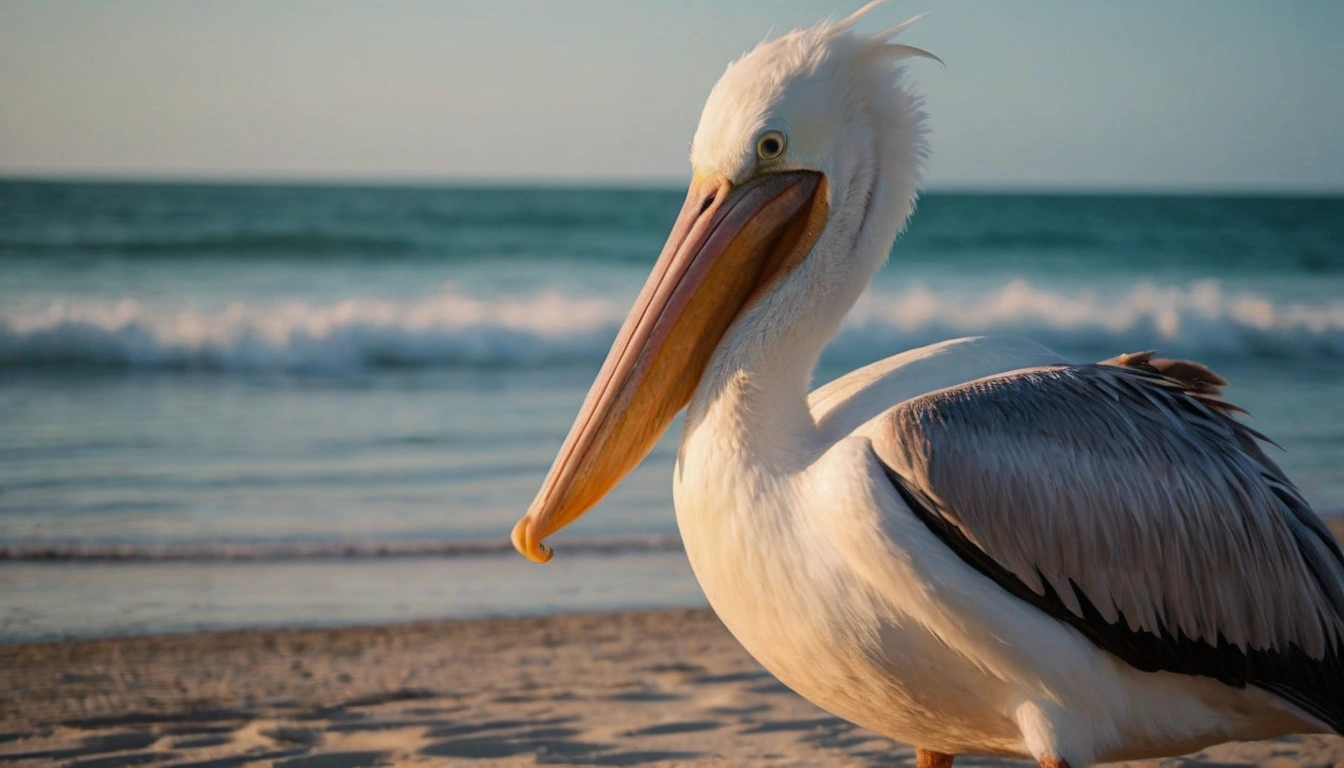 Pelícano en su hábitat natural, un posible depredador de tortugas marinas jóvenes Pelícano en su hábitat natural, un posible depredador de tortugas marinas jóvenes.