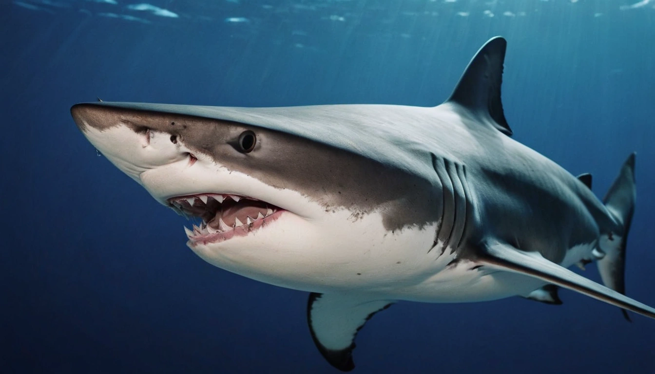 Tiburón en su hábitat natural, un depredador formidable de tortugas marinas Tiburón en su hábitat natural, un depredador formidable de tortugas marinas.