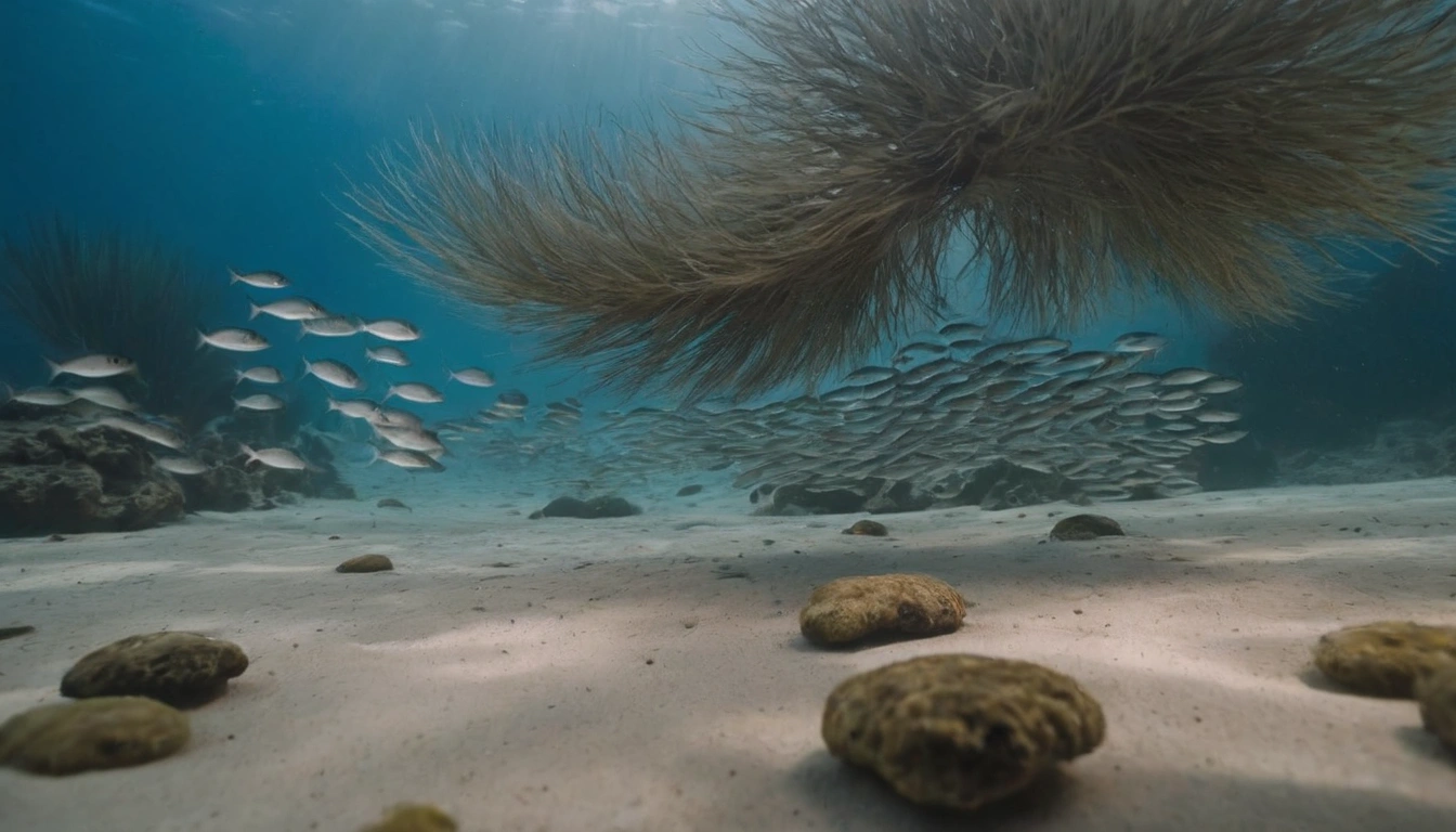Un banco de peces en el océano, que constituye una importante fuente de alimento para los delfines Un banco de peces en el océano, que constituye una importante fuente de alimento para los delfines.