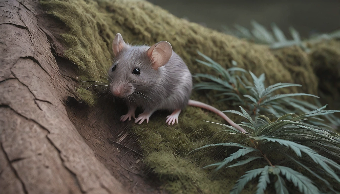Un pequeño ratón en el bosque, destacando la importancia de los roedores como fuente principal de alimento para las lechuzas Un pequeño ratón en el bosque, destacando la importancia de los roedores como fuente principal de alimento para las lechuzas.