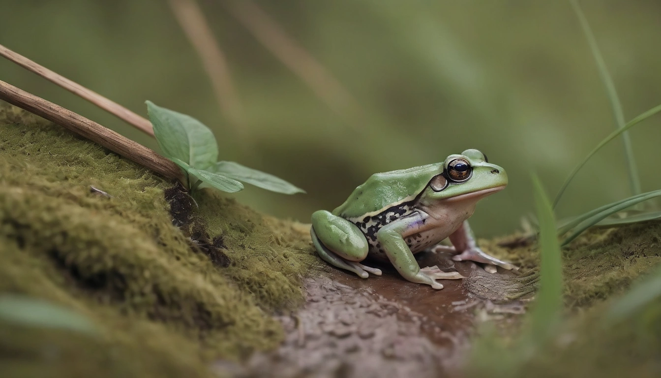 Una pequeña rana en el bosque, que puede servir como alimento para las lechuzas Una pequeña rana en el bosque, que puede servir como alimento para las lechuzas.
