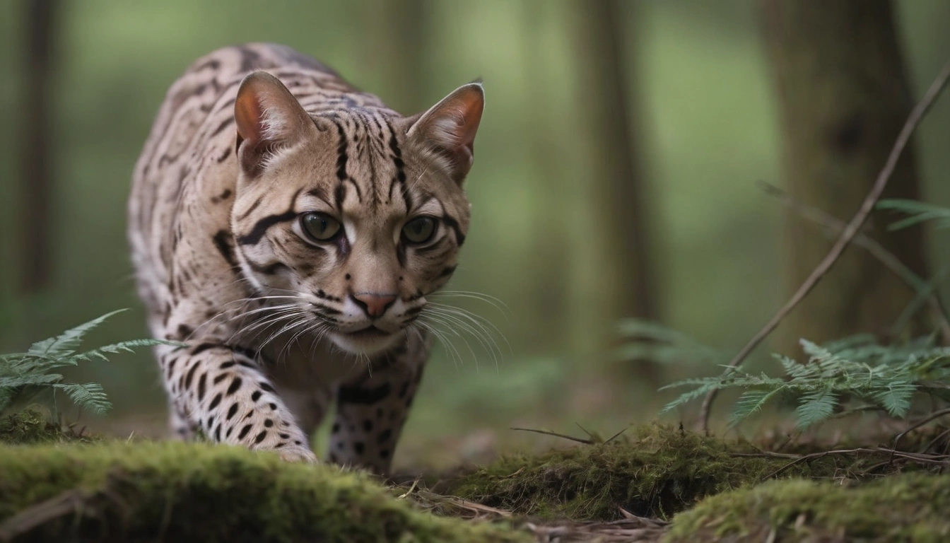 Gato montés acechando su presa, un ágil depredador de los pájaros carpinteros. Gato montés acechando su presa, un ágil depredador de los pájaros carpinteros.